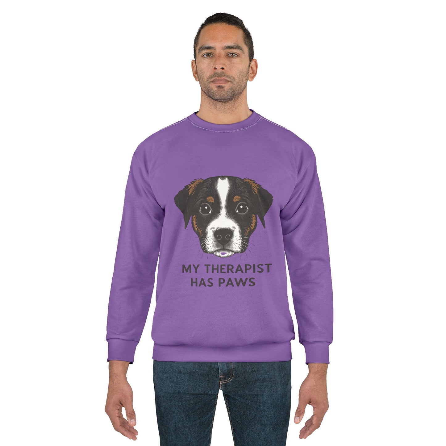 Dog Lover's 'My Therapist Has Paws' Unisex Sweatshirt, Cozy Gift for Pet Owners, Casual Wear, Animal Therapy Apparel, Perfect for Birthdays