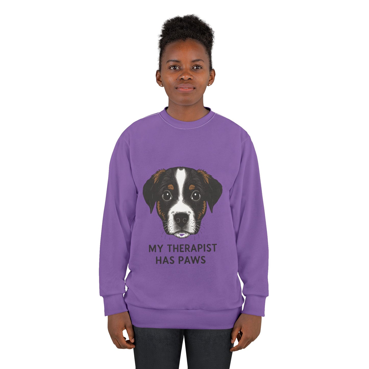 Dog Lover's 'My Therapist Has Paws' Unisex Sweatshirt, Cozy Gift for Pet Owners, Casual Wear, Animal Therapy Apparel, Perfect for Birthdays