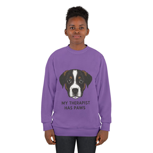 Dog Lover's 'My Therapist Has Paws' Unisex Sweatshirt, Cozy Gift for Pet Owners, Casual Wear, Animal Therapy Apparel, Perfect for Birthdays